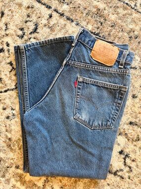 Levi's Blue Straight-Leg Jeans (Cropped)